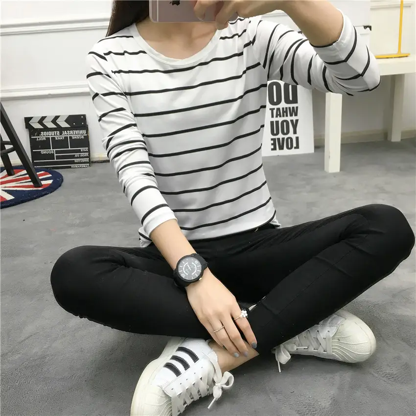 Women Striped Long Sleeve T-Shirt 2025 Autumn — feature 30