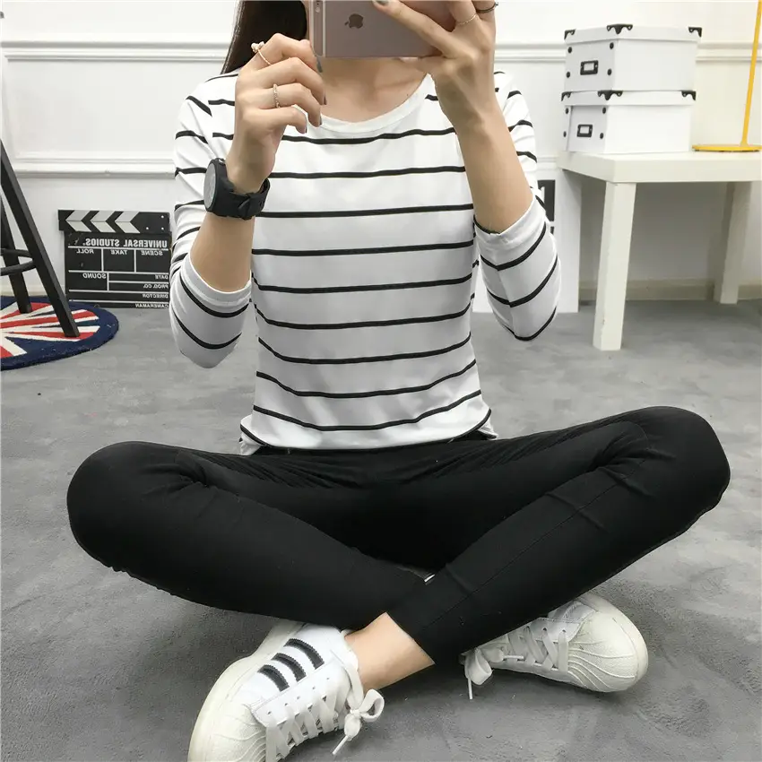 Women Striped Long Sleeve T-Shirt 2025 Autumn — feature 31