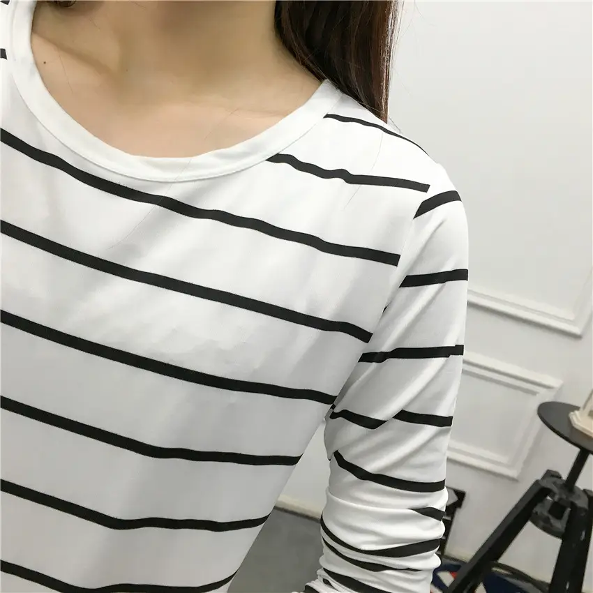 Women Striped Long Sleeve T-Shirt 2025 Autumn — feature 36