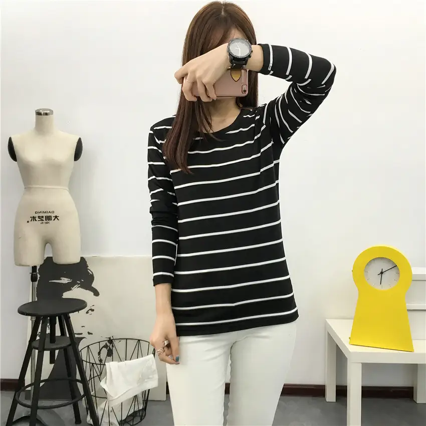Women Striped Long Sleeve T-Shirt 2025 Autumn — feature 39