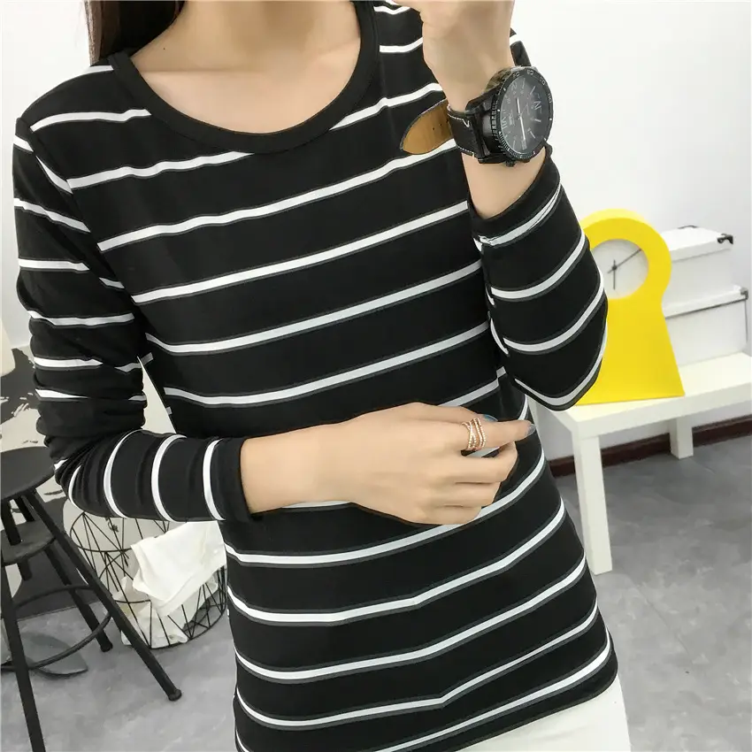 Women Striped Long Sleeve T-Shirt 2025 Autumn — feature 40