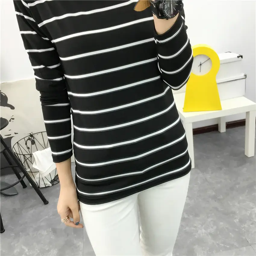 Women Striped Long Sleeve T-Shirt 2025 Autumn — feature 41