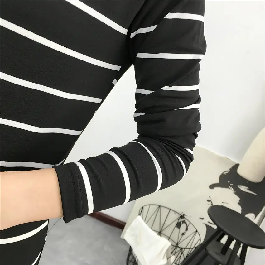 Women Striped Long Sleeve T-Shirt 2025 Autumn — feature 42