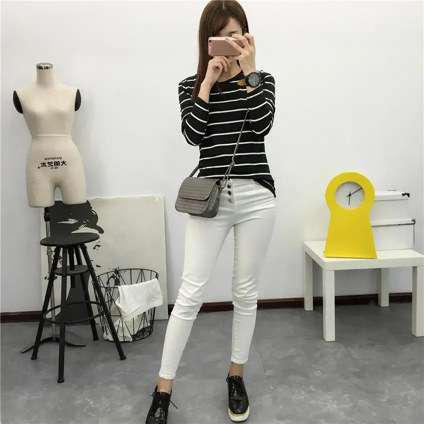 Women Striped Long Sleeve T-Shirt 2025 Autumn — feature 59