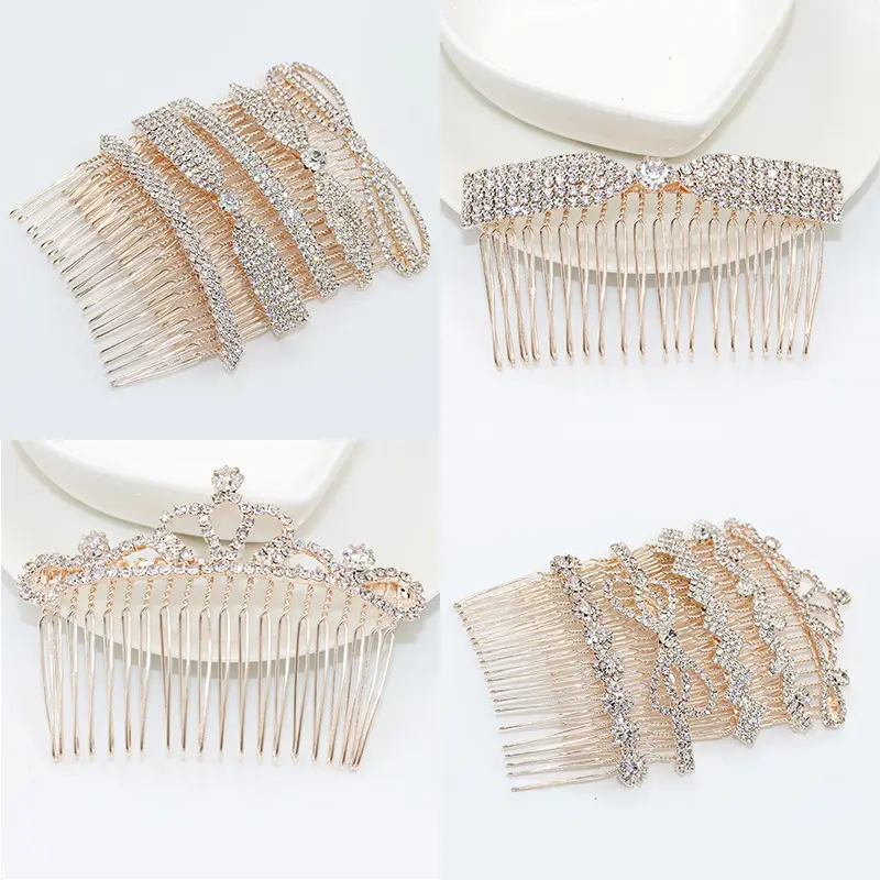 Full Rhinestone Bow Crown Hair Comb for Women - Image 4