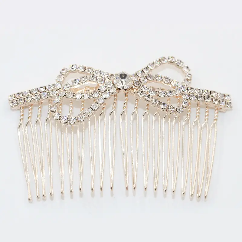 Full Rhinestone Bow Crown Hair Comb for Women - Image 6