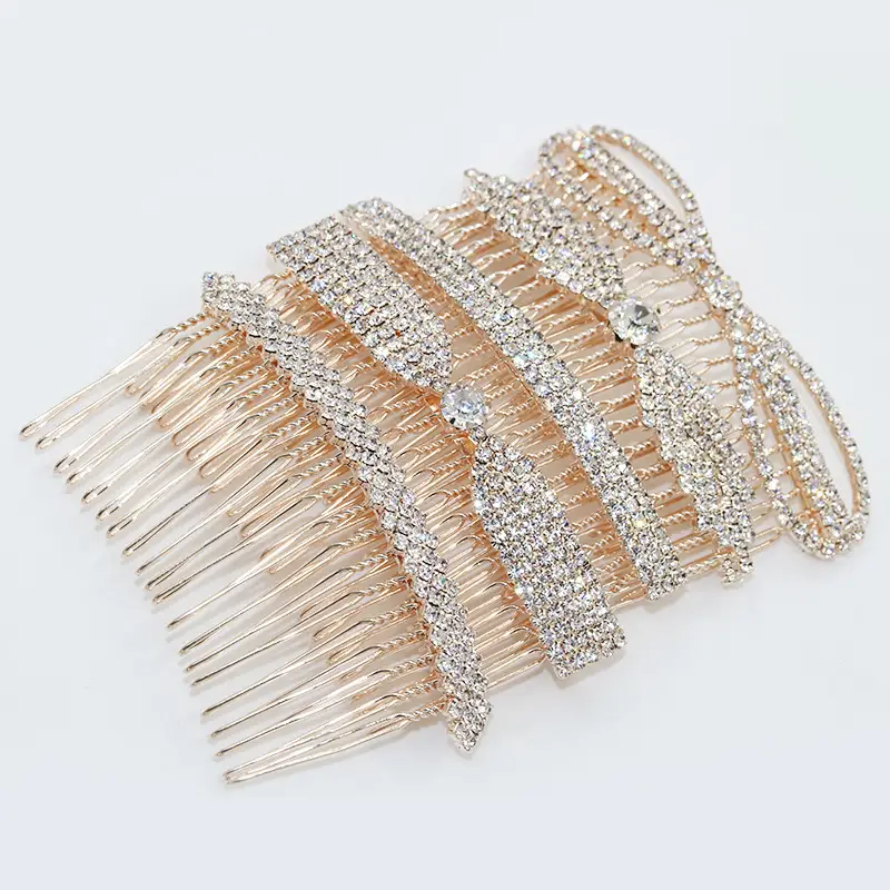 Full Rhinestone Bow Crown Hair Comb for Women - Image 7