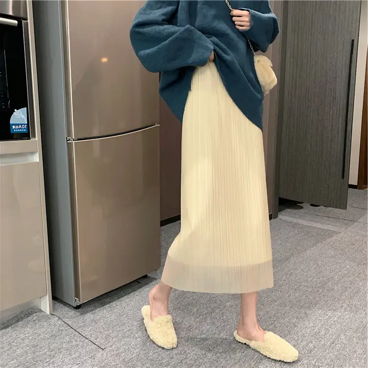 Winter Knitted Mid-Length A-Line Skirt Women - Image 4