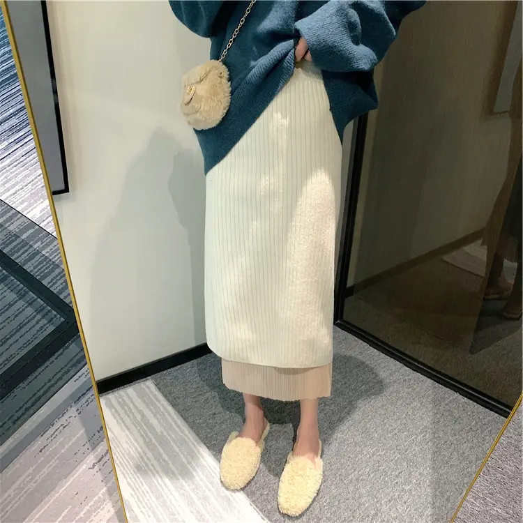 Winter Knitted Mid-Length A-Line Skirt Women - Image 5