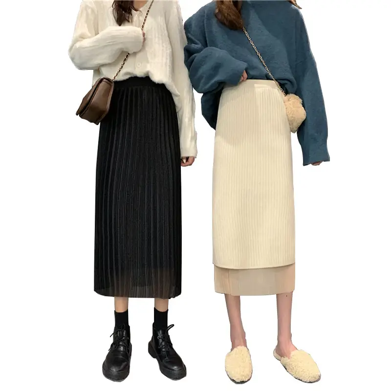 Winter Knitted Mid-Length A-Line Skirt Women - Image 6