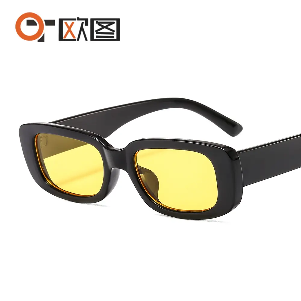 Men Retro Sunglasses Yellow Lens Black Frame - Image 2