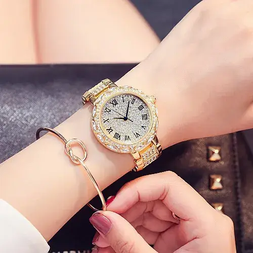 Korean Diamond Women's Bracelet Watch Rose Gold - Image 5
