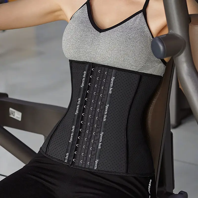 Women's Black Latex Waist Belt with Mesh Design