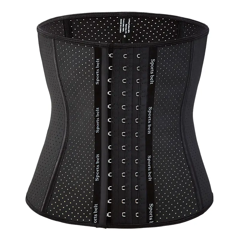 Women's Black Latex Waist Belt with Mesh Design