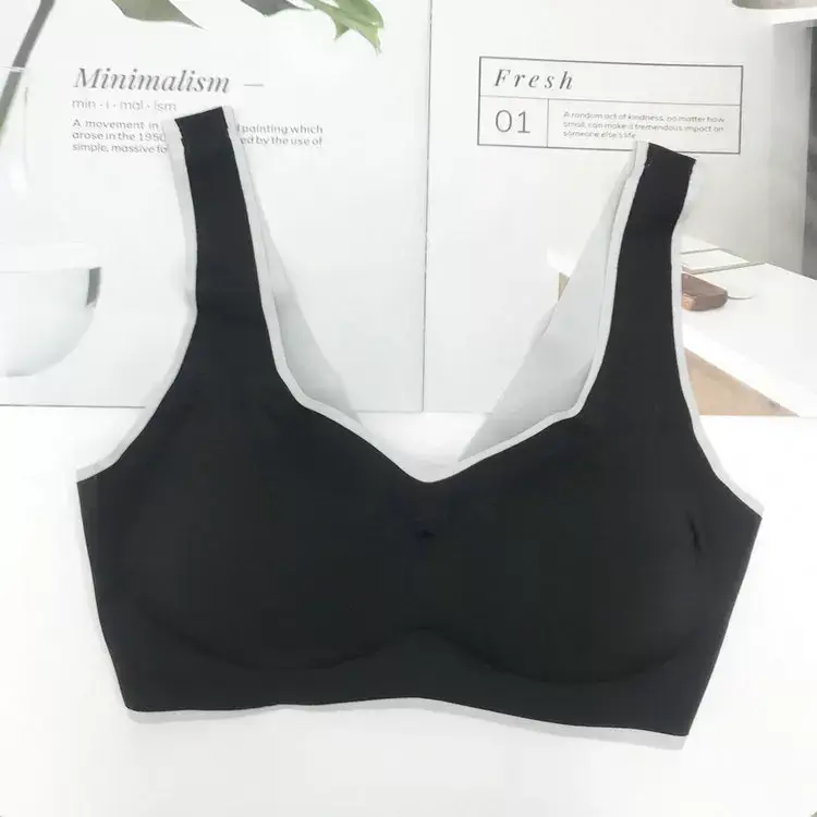 New Thai Latex Cup Bra Navy Blue V Neck Seamless — feature 13
