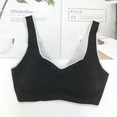 New Thai Latex Cup Bra Navy Blue V Neck Seamless - Image 3