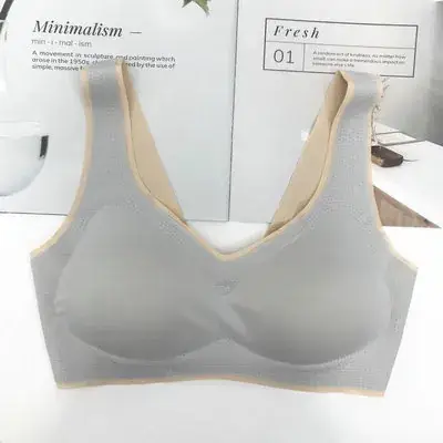New Thai Latex Cup Bra Navy Blue V Neck Seamless - Image 4