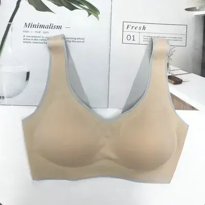 New Thai Latex Cup Bra Navy Blue V Neck Seamless - Image 5