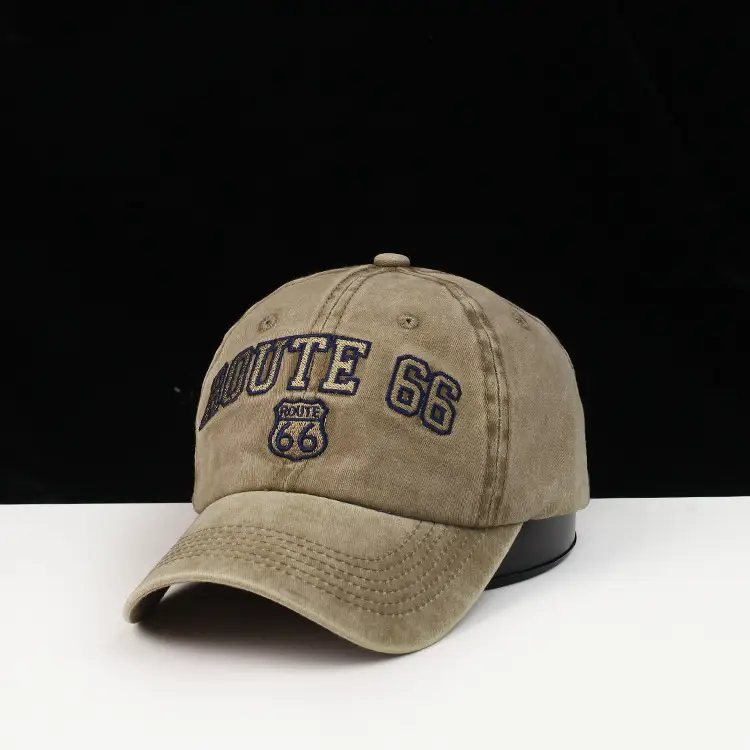 Men's Washed Denim Baseball Cap with "OUTRE 66" Logo — feature 4