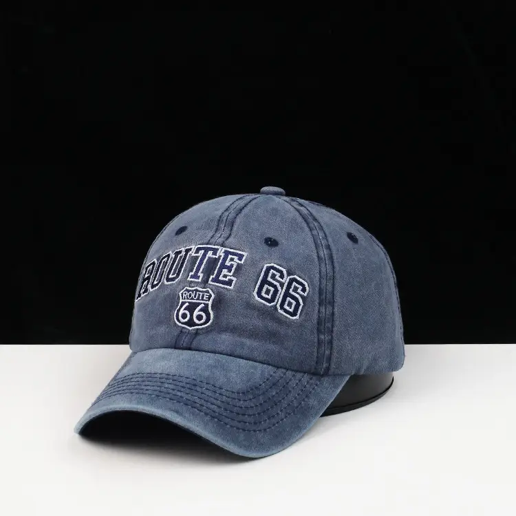 Men's Washed Denim Baseball Cap with "OUTRE 66" Logo - Image 2