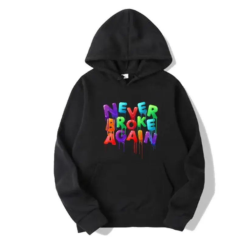 Yellow Printed Hooded Sweatshirt for Men Never Broke Again