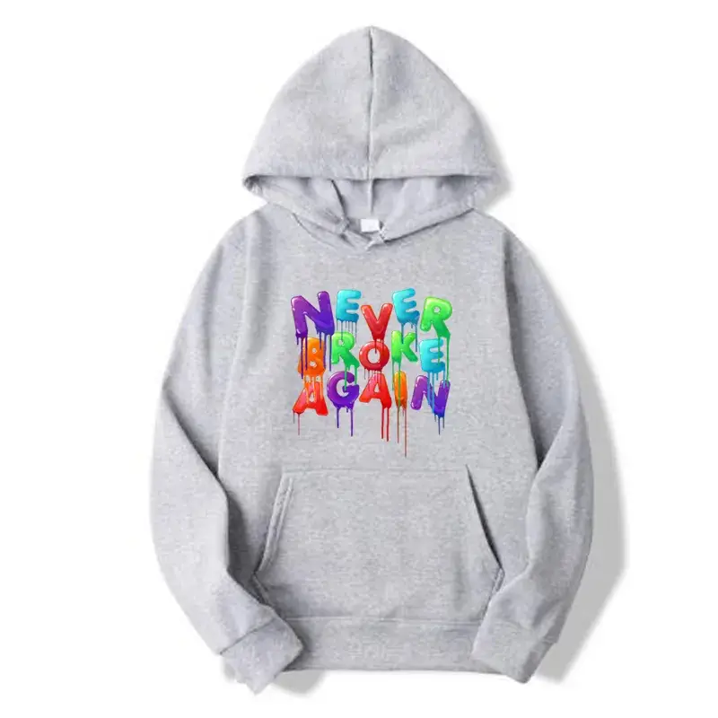 Yellow Printed Hooded Sweatshirt for Men Never Broke Again