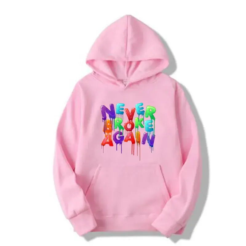 Yellow Printed Hooded Sweatshirt for Men Never Broke Again