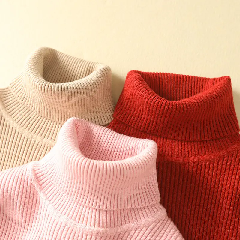 Women's Thick Knit Turtleneck Sweater Brown Slim Fit - Image 24