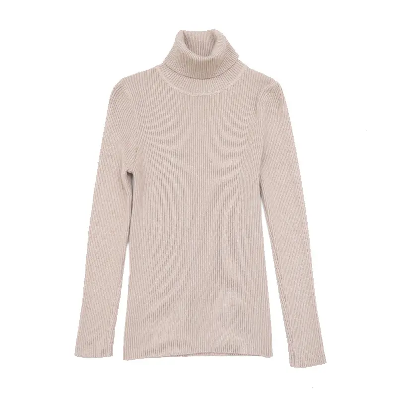 Women's Thick Knit Turtleneck Sweater Brown Slim Fit - Image 26