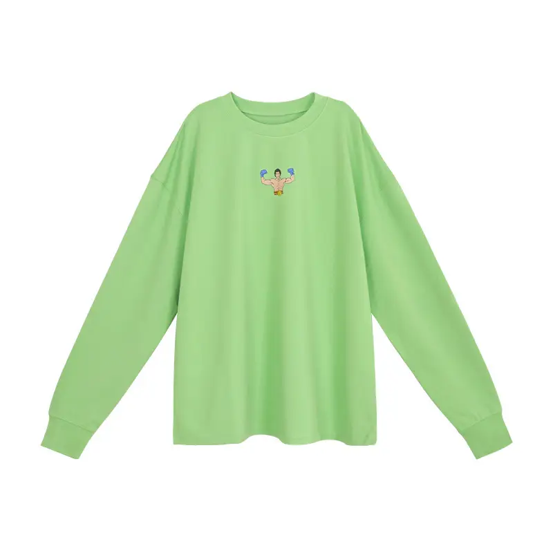 Women Green Cotton Sweatshirt Dress Loose Fit Summer Wear - Image 6