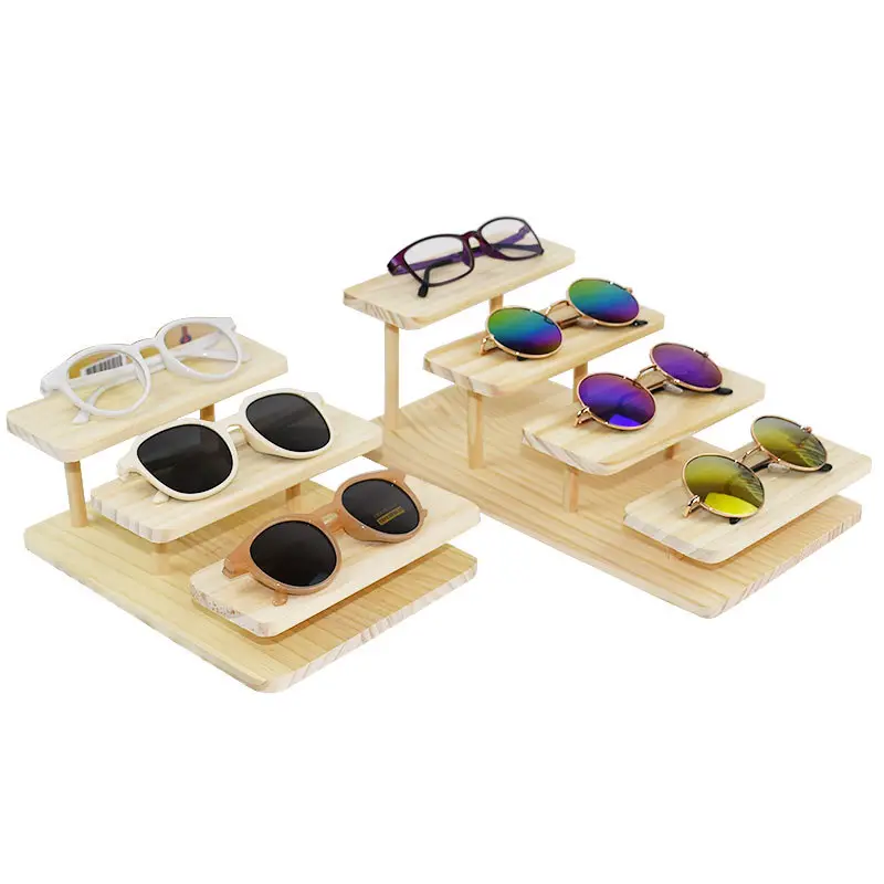 Wooden Multi-Level Eye Shop Display Stand for Sunglasses