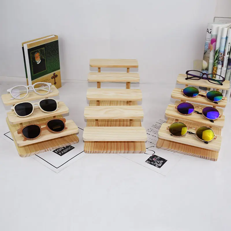 Wooden Multi-Level Eye Shop Display Stand for Sunglasses