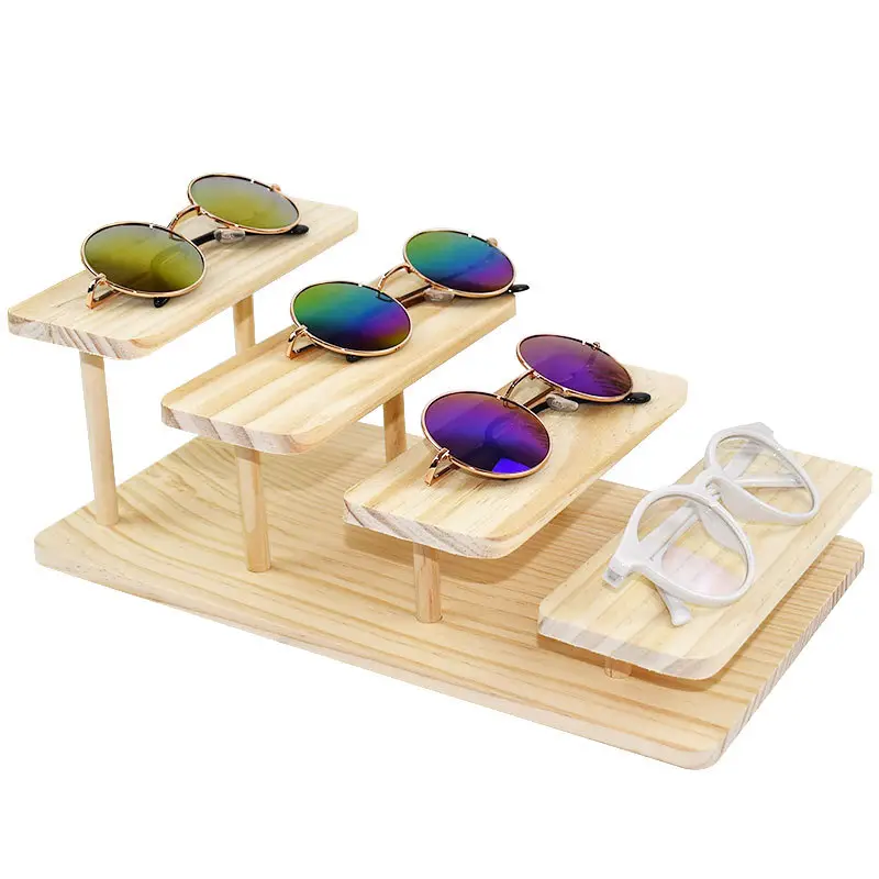 Wooden Multi-Level Eye Shop Display Stand for Sunglasses