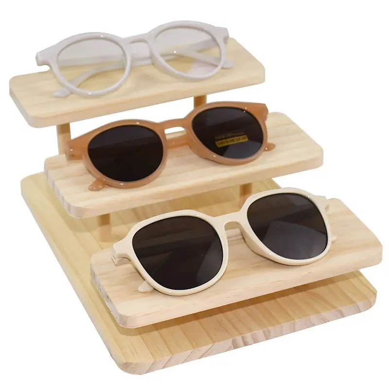 Wooden Multi-Level Eye Shop Display Stand for Sunglasses