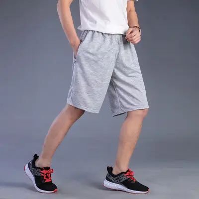 Men Plus Size Zipper Shorts Gray Blue Stripes - Image 2