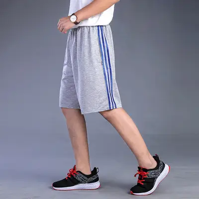 Men Plus Size Zipper Shorts Gray Blue Stripes - Image 8