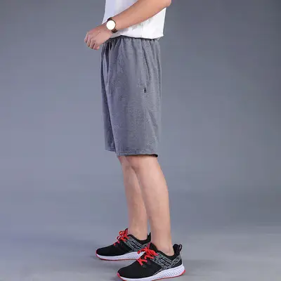 Men Grey Elastic Shorts Summer Wear with Blue Stripes - Image 13