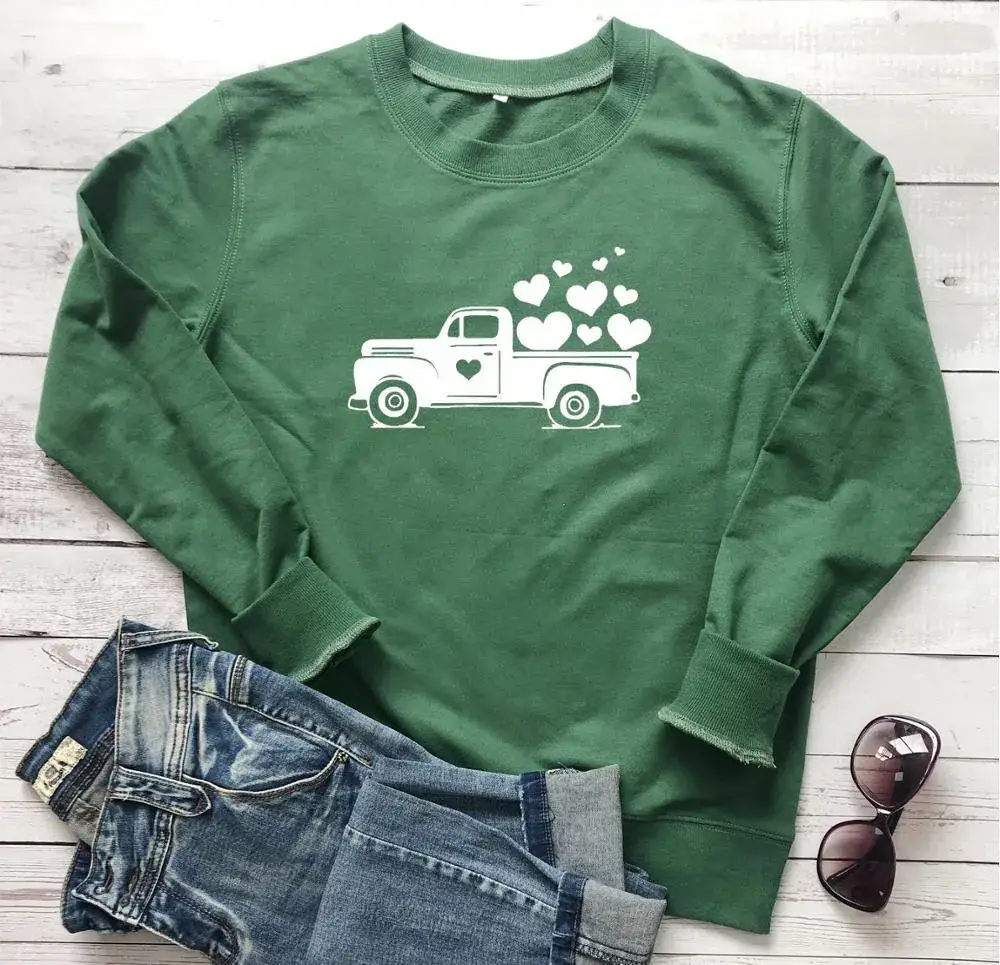 Green Valentine's Print Crewneck Sweatshirt - Image 2