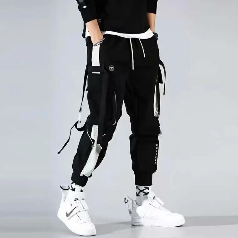 Korean Style Men's Grey Cargo Pants for Spring Autumn - Image 5