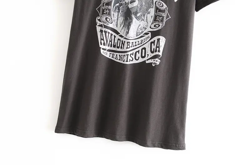 Women's 2025 Letter Print T-Shirt Black Short Sleeve