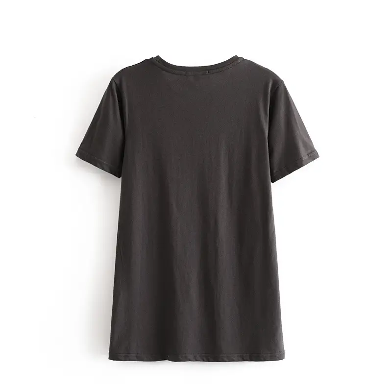 Women's 2025 Letter Print T-Shirt Black Short Sleeve