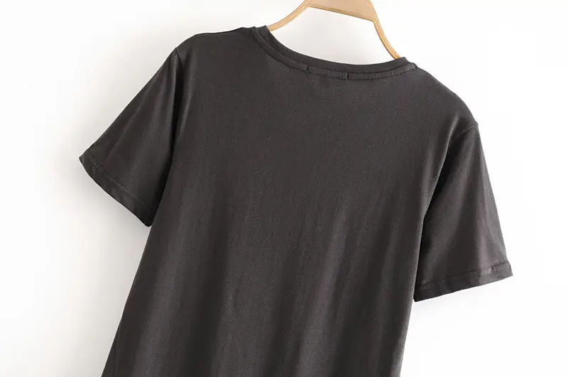 Women's 2025 Letter Print T-Shirt Black Short Sleeve — feature 10