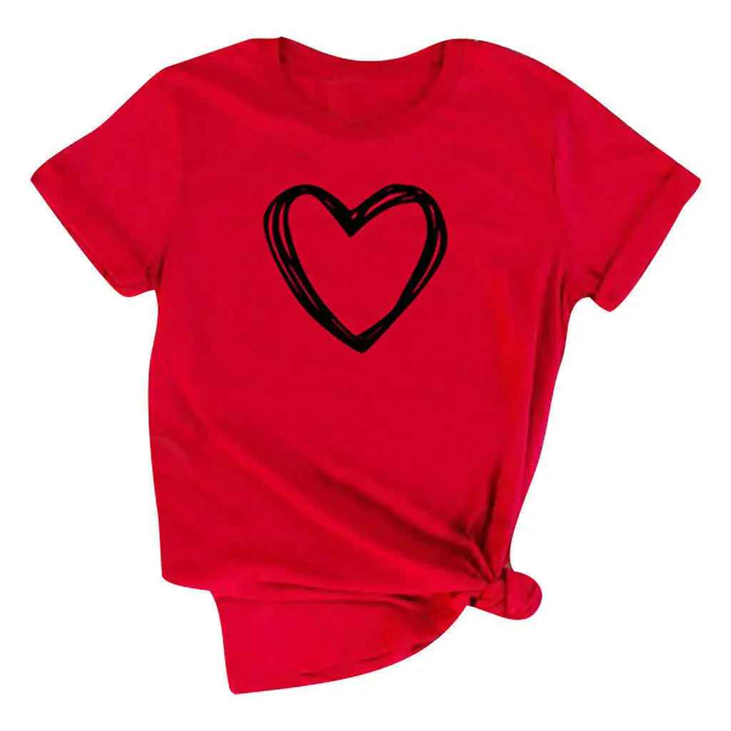 Red Heart Print T-Shirt for Men Women Casual Wear - Image 7