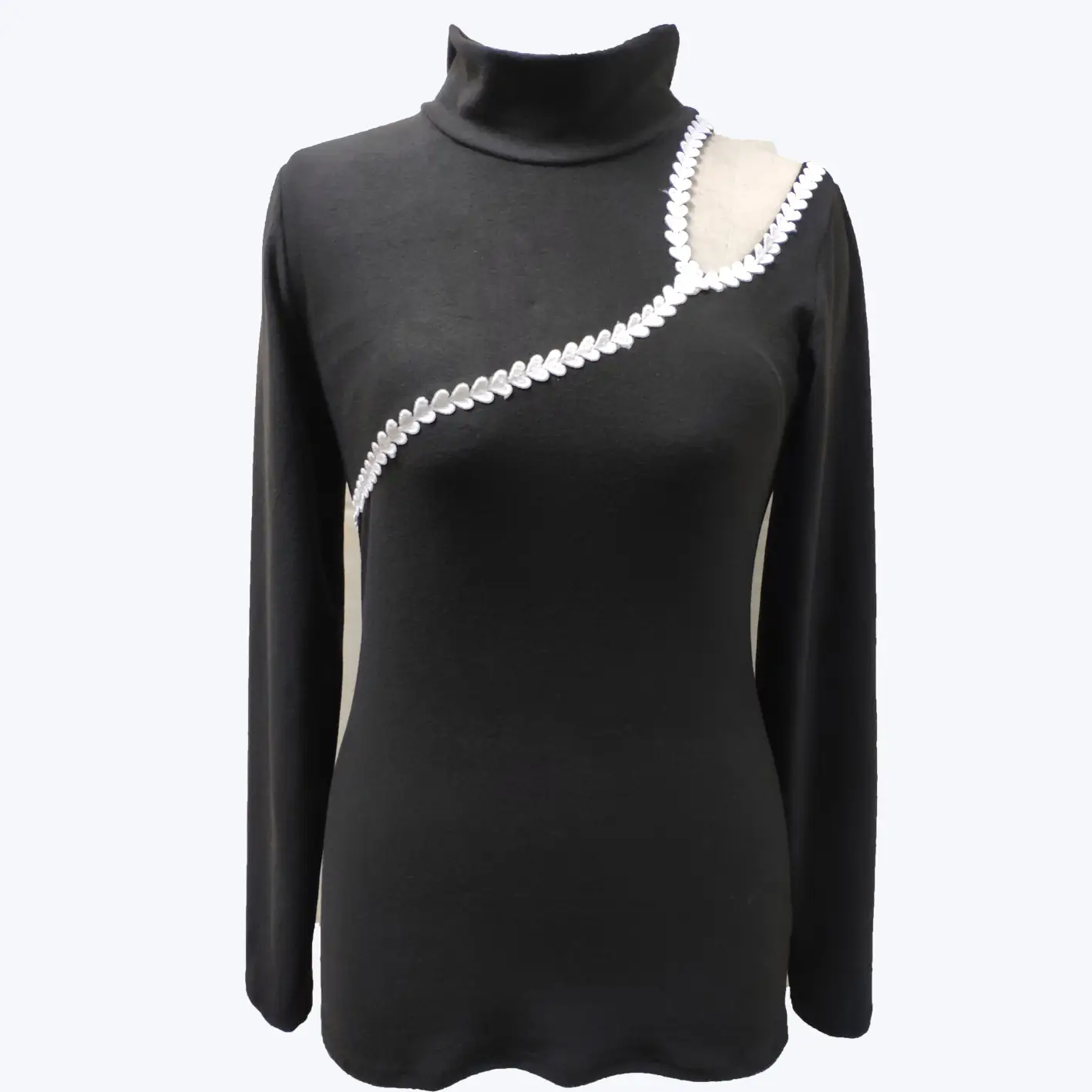 Black Cut Out Heart Lace Top Women Sexy T-Shirt - Image 6