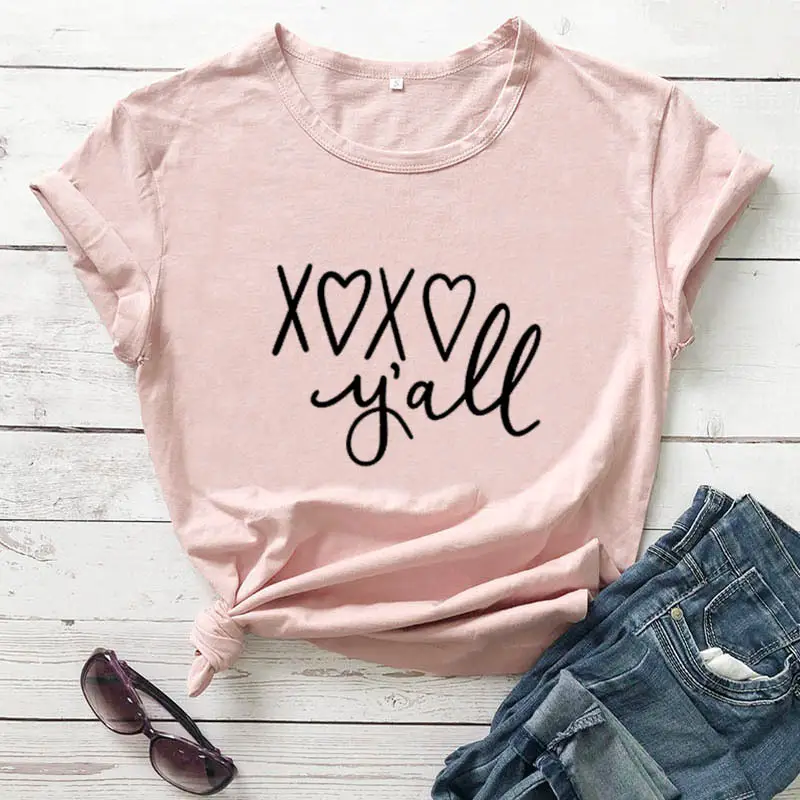 Xoxo You'Ll Unisex Letter Print T-Shirt Yellow - Image 6