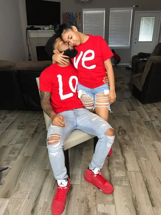Men Red Letter T-Shirt LOVE Back Street Short Sleeve - Image 3