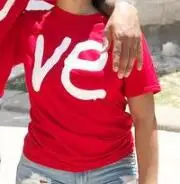 Men Red Letter T-Shirt LOVE Back Street Short Sleeve - Image 2