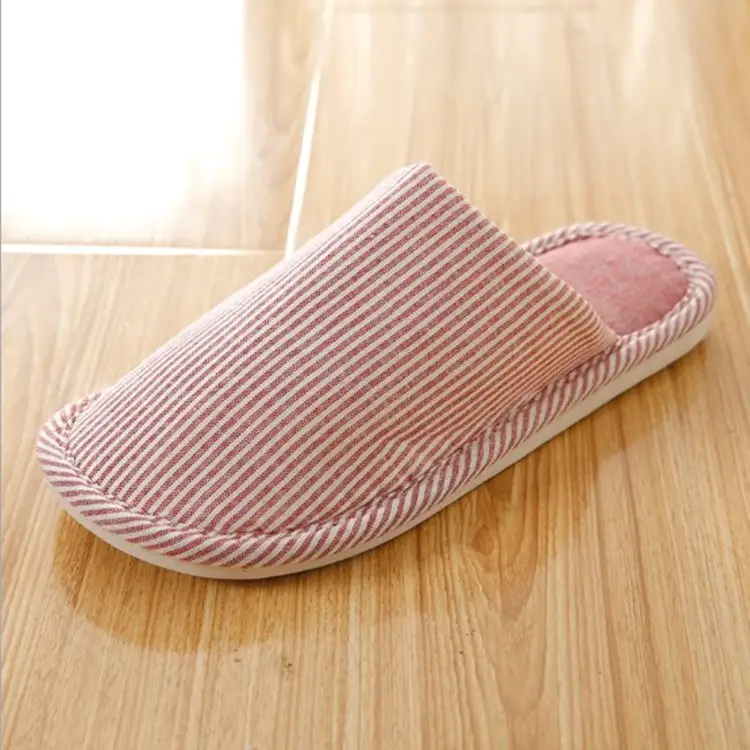 Japanese and Korean Four Seasons Linen Slippers Home Indoor Men and Women Couple Thick Bottom Simple Warm Autumn and Winter Cotton Slippers