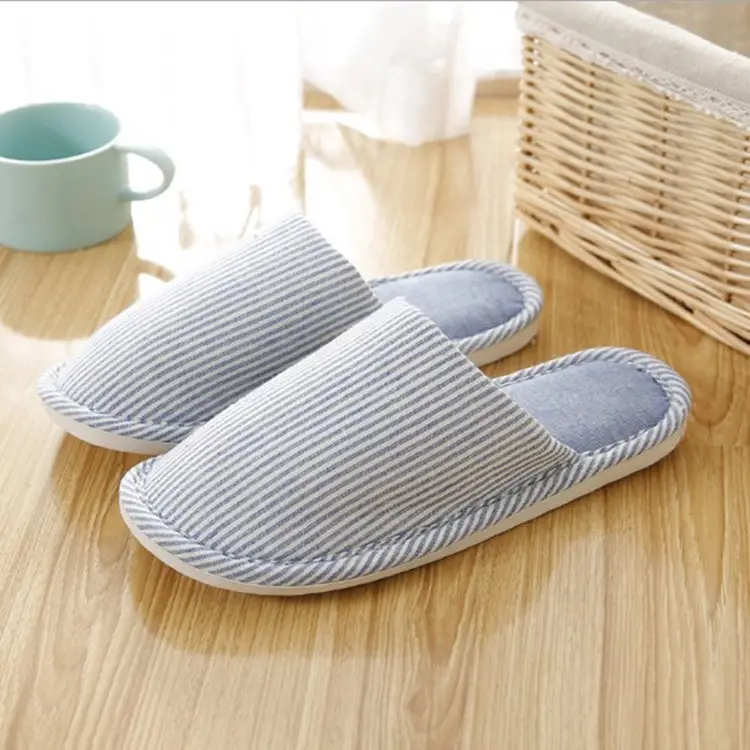 Japanese and Korean Four Seasons Linen Slippers Home Indoor Men and Women Couple Thick Bottom Simple Warm Autumn and Winter Cotton Slippers