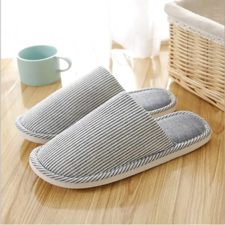Japanese and Korean Four Seasons Linen Slippers Home Indoor Men and Women Couple Thick Bottom Simple Warm Autumn and Winter Cotton Slippers